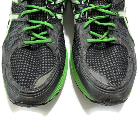 Mens Asics Green Black Trail Running Shoes T142T - Picture 8 of 8